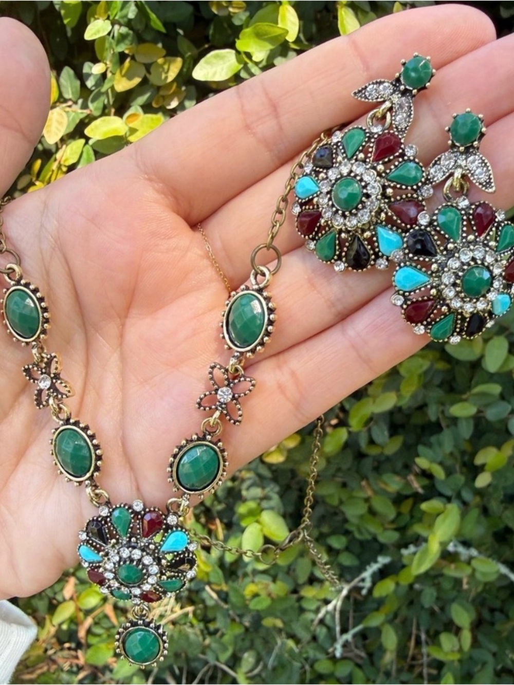 Boho Multi-Stone Vintage-Style
Necklace and Earring Set - Picture 4 of 6